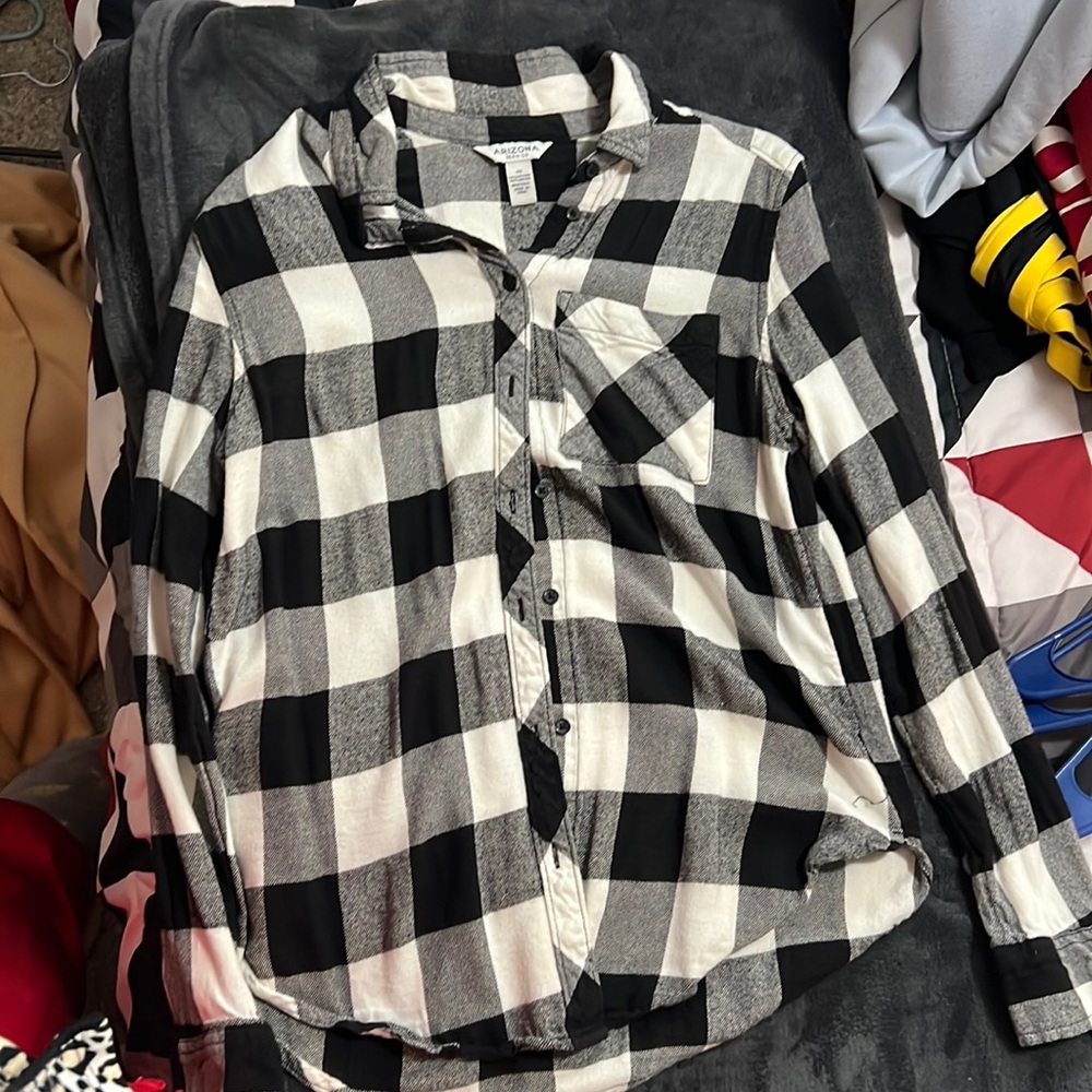 Black & white checker board flannel